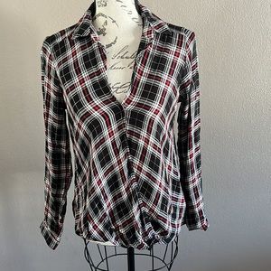 NWT Red/black/white flannel blouse